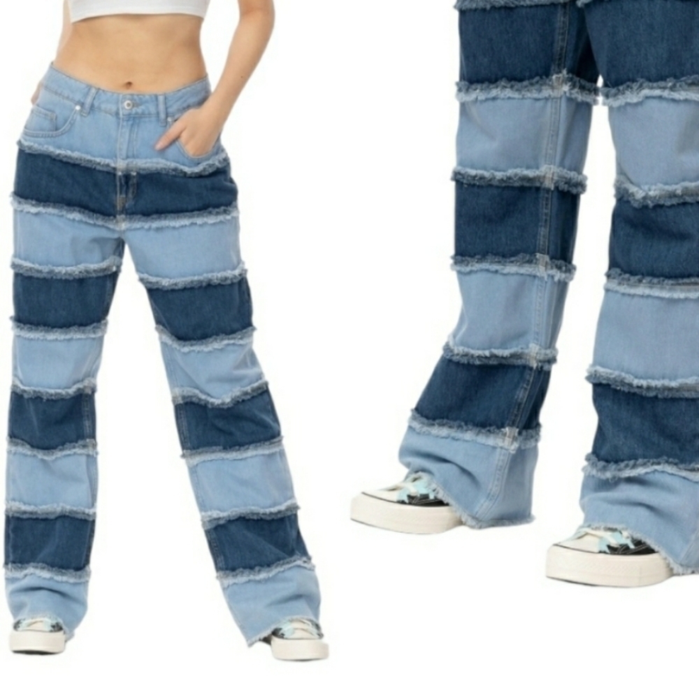 The Ragged Priest Two-Tone Stripe Panel Infringement Dad Fit Jeans - Size 30 - Picture 2 of 7